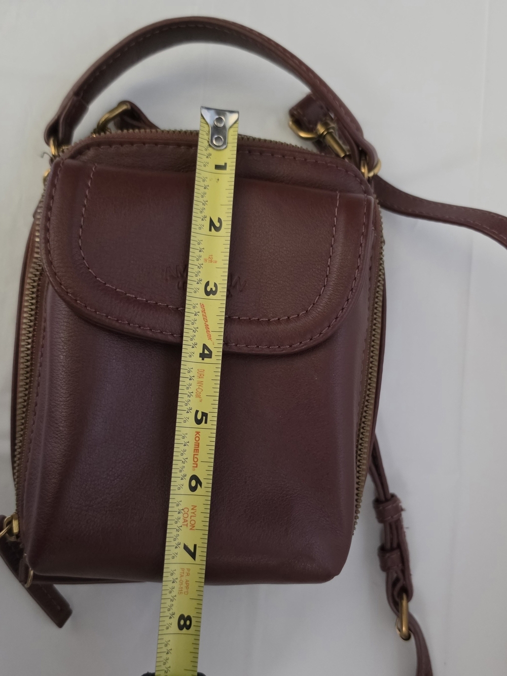 American Leather Brown Compact Leather Crossbody Bag - Picture 6 of 7
